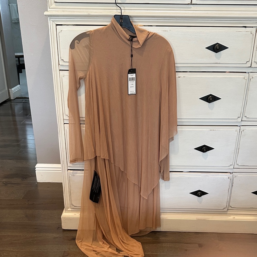 BCBGMaxAzria Asymmetrical Tan Dress